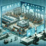 "Ilustrasi platform digital twin baru dari Nvidia untuk pabrik industri, menampilkan simulasi 3D canggih dan teknologi AI yang meningkatkan efisiensi produksi."
