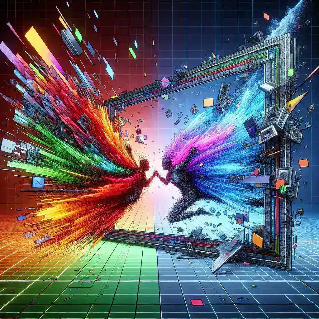 "Ilustrasi perbandingan V-Sync dan FreeSync dalam konteks ketidakcocokan bingkai pada gaming, menunjukkan dampak pengaturan refresh rate terhadap pengalaman bermain."