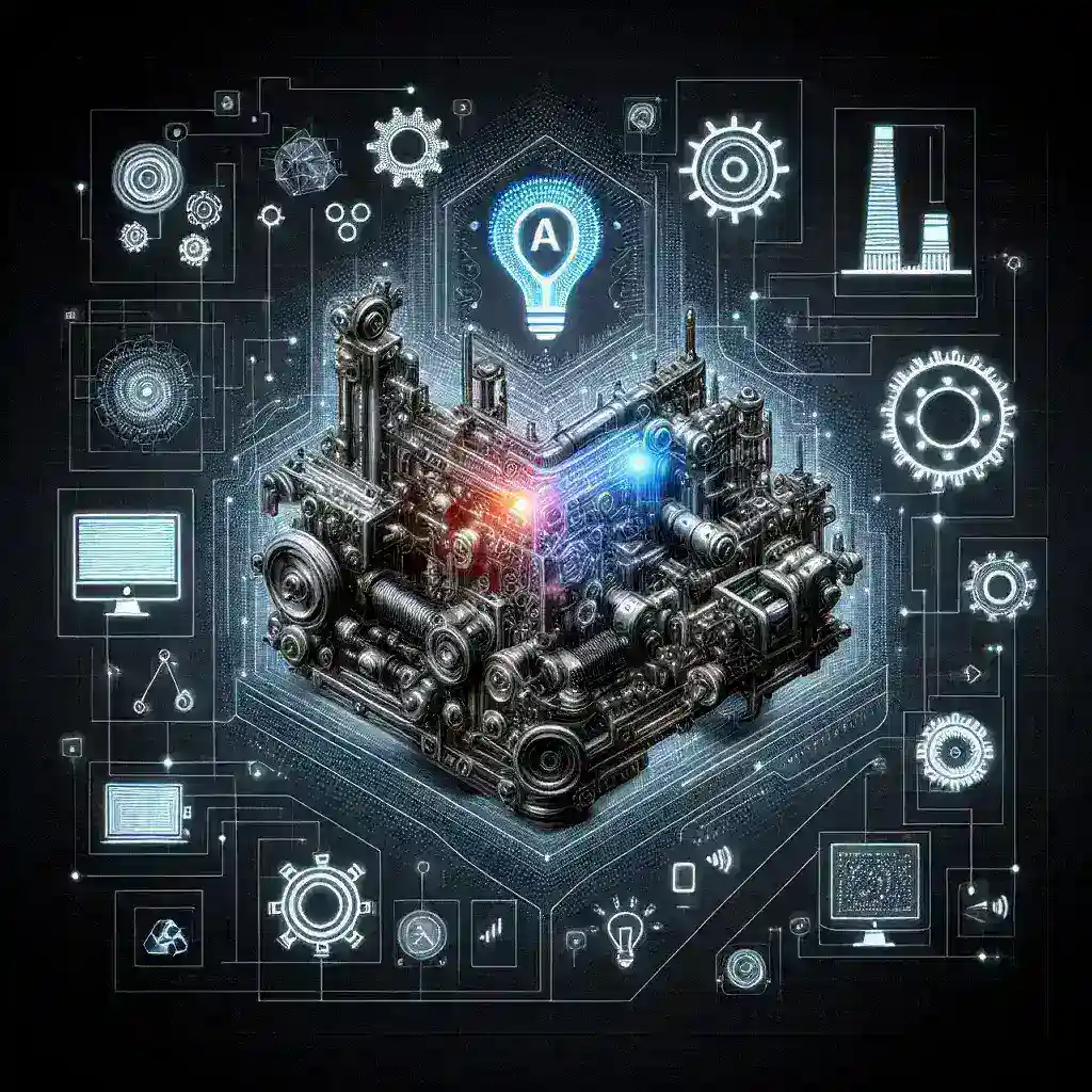 "Diagram illustrating the development of an AI-based predictive maintenance system for production machines, highlighting key components and processes involved in optimizing machine performance."