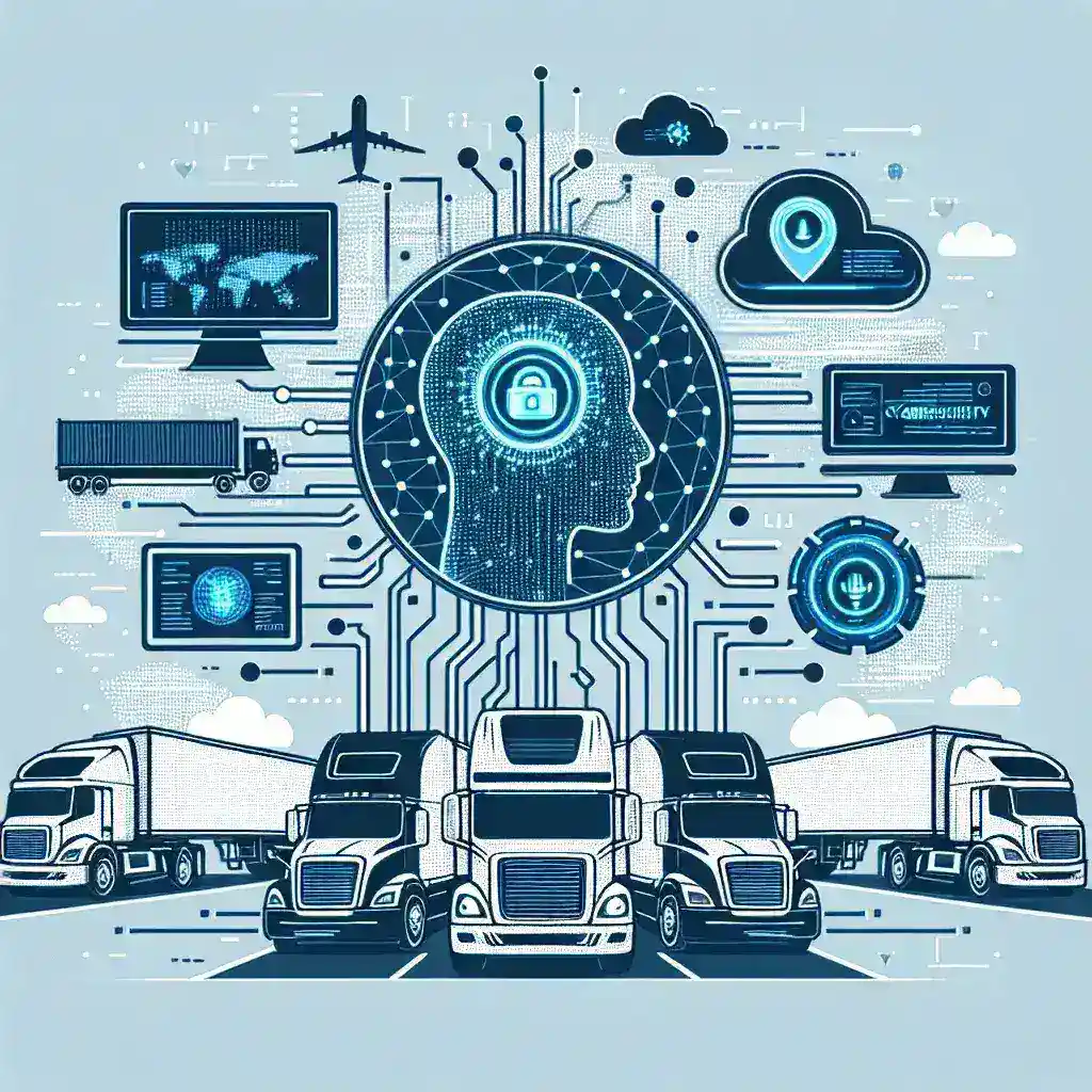 "AI Cybersecurity solutions protecting national logistics transportation fleet, enhancing safety and efficiency in the supply chain."