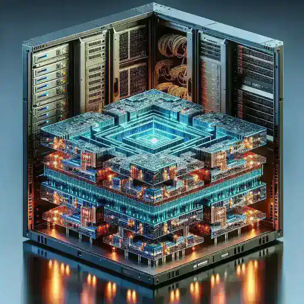 "Intel demo chip showcasing 3D stacked memory technology designed for next-generation AI servers, highlighting advanced performance and innovation in artificial intelligence processing."